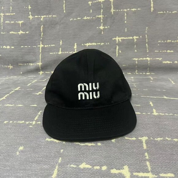 Miu Miu Black Baseball Cap with Green Adjuster - Logo Embroidered Luxury Accesso - Picture 2 of 5